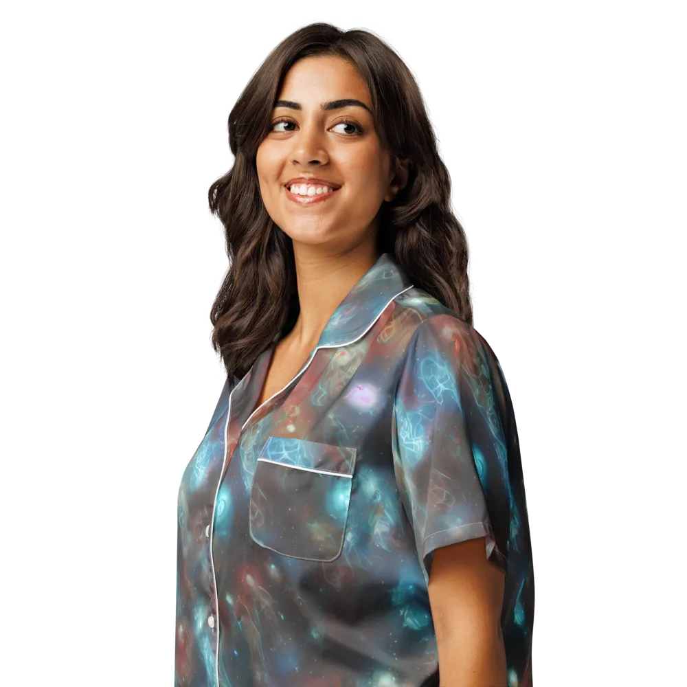 Astral Jellyfish on Women's Short Sleeve Pajama Top — Left Front