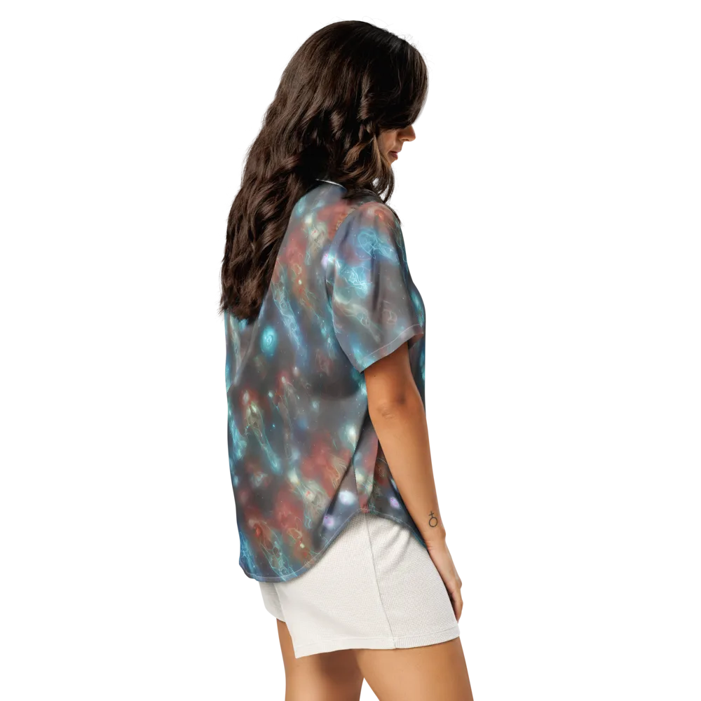 Astral Jellyfish on Women's Short Sleeve Pajama Top — Right Back