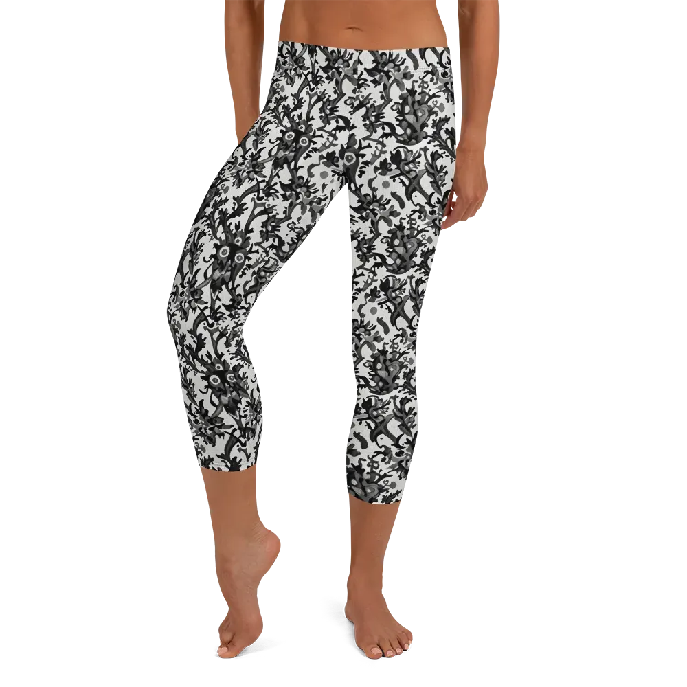 Inkwood Owls Capri Leggings on model