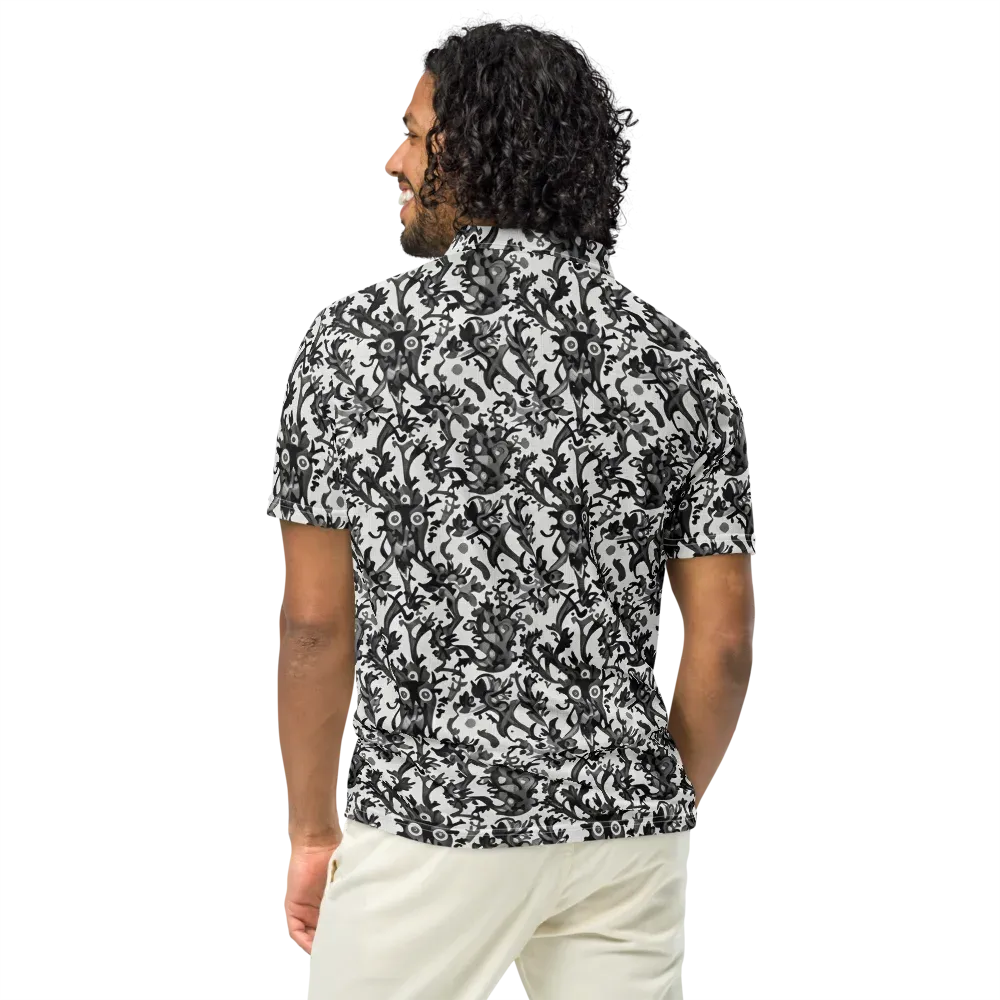 Inkwood Owls on Men's Slim Fit Polo Shirt — Back