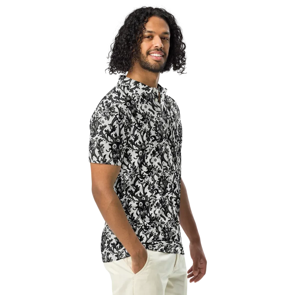 Inkwood Owls on Men's Slim Fit Polo Shirt — Right Front
