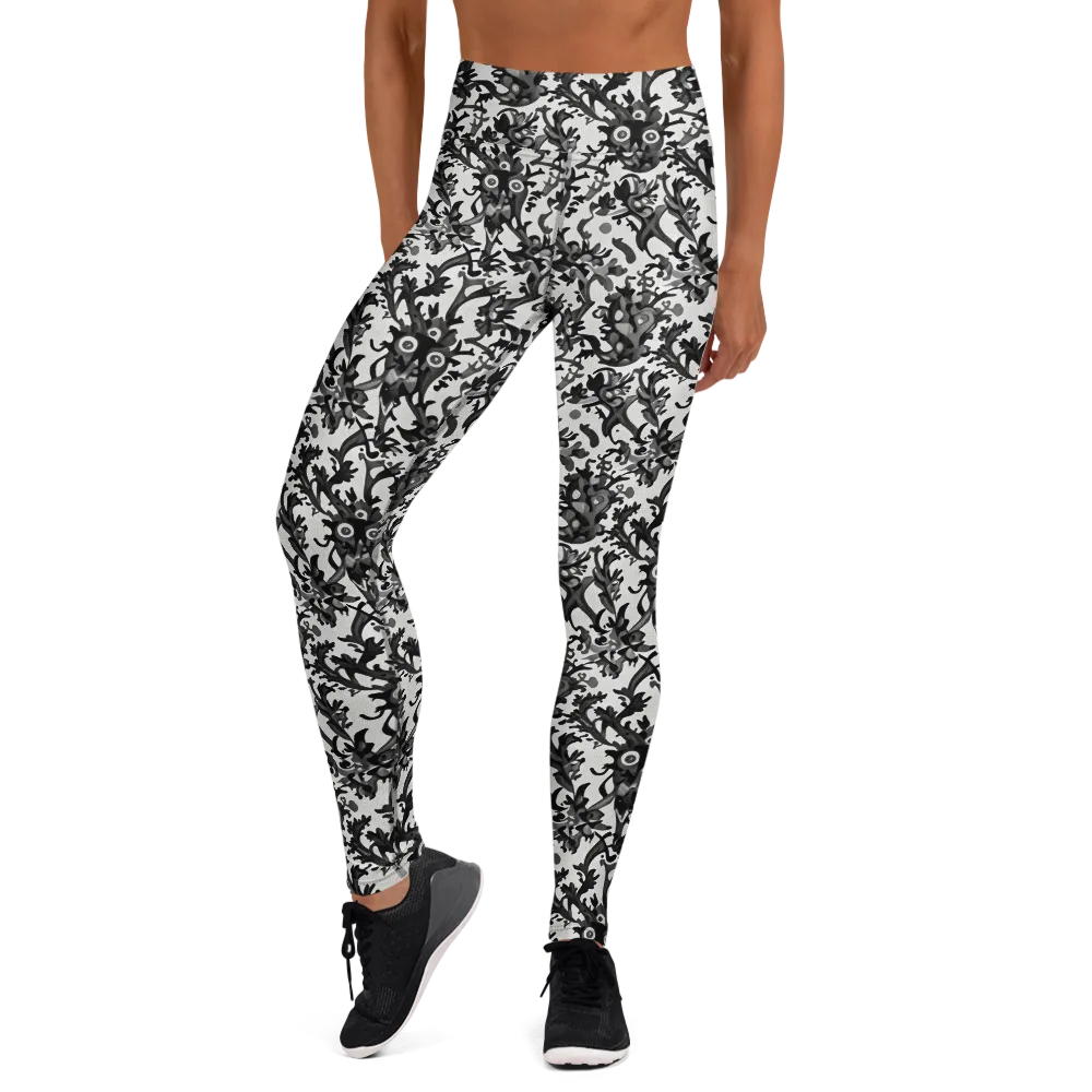 Inkwood Owls on Yoga Leggings — Front