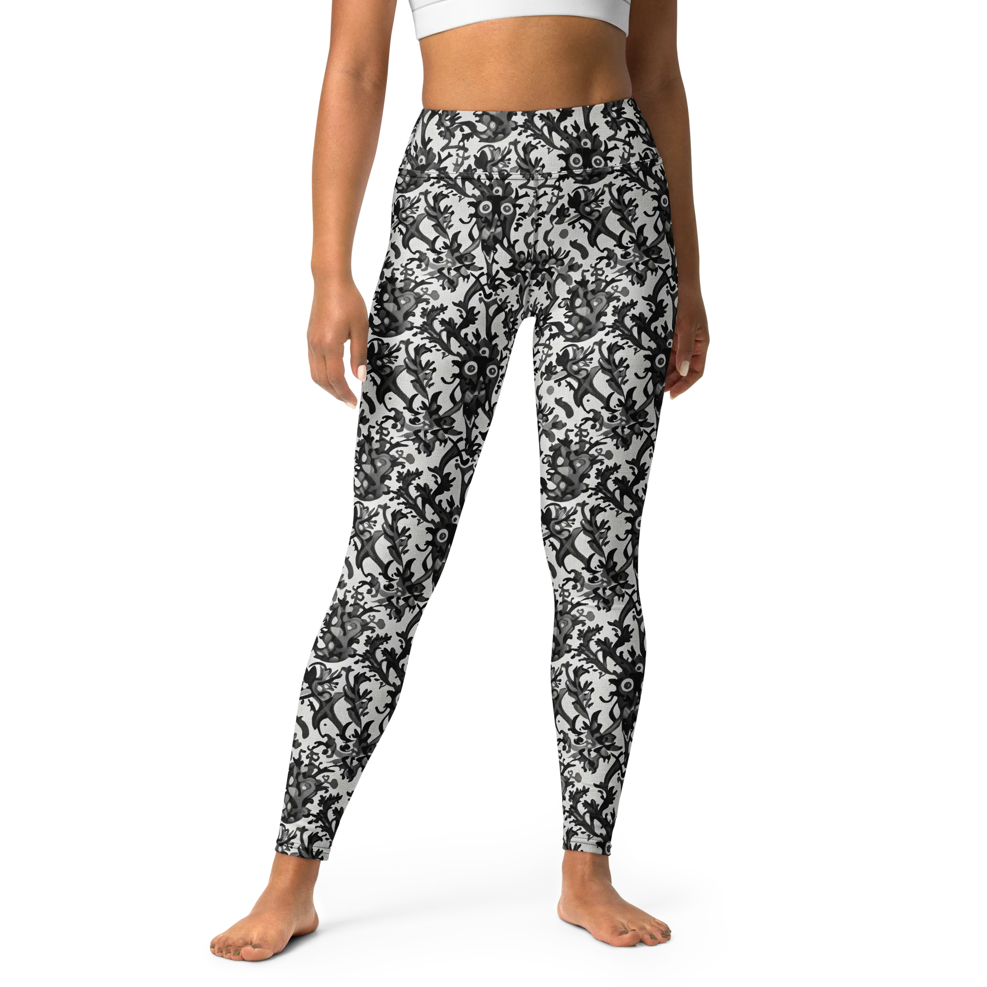 Inkwood Owls on Yoga Leggings — Front