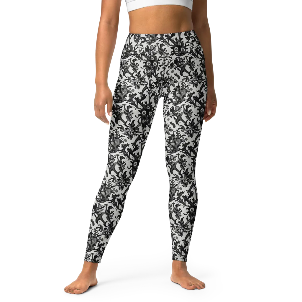 Inkwood Owls on Yoga Leggings — Front