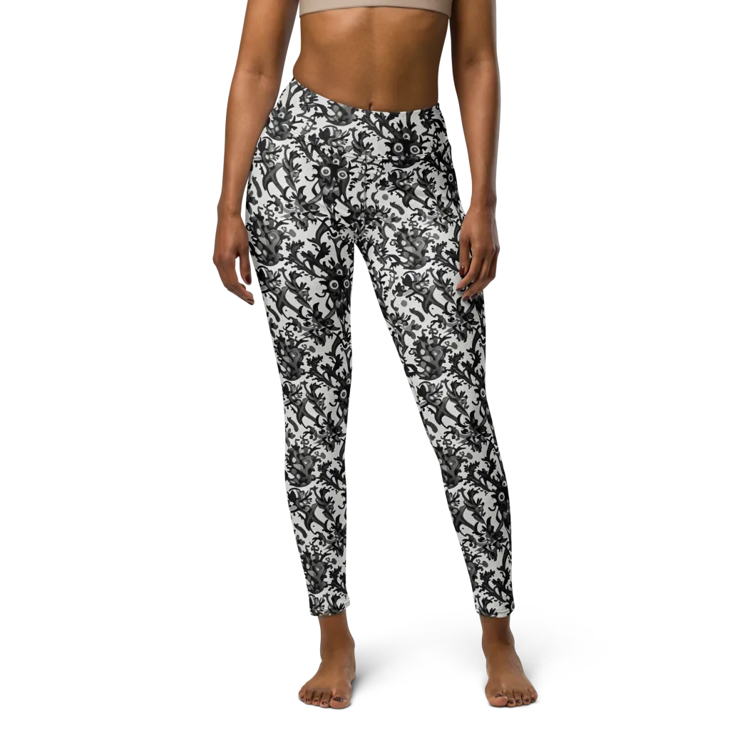 Inkwood Owls on Yoga Leggings — Front