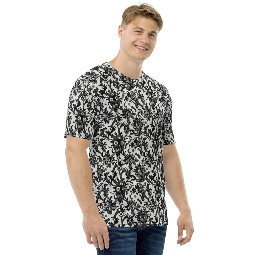 Inkwood Owls on Men's Crew Neck T-Shirt — Right