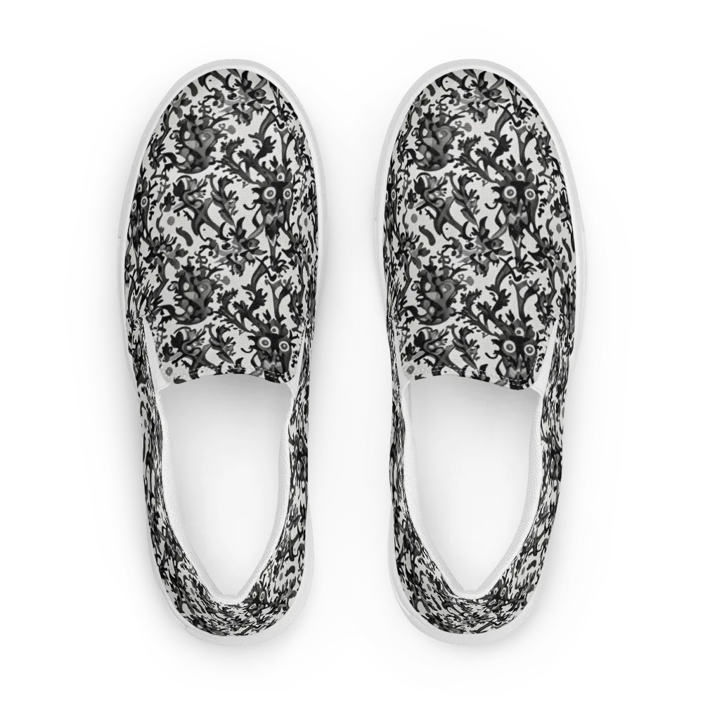 Inkwood Owls on Men's Slip-On Canvas Shoes — Front