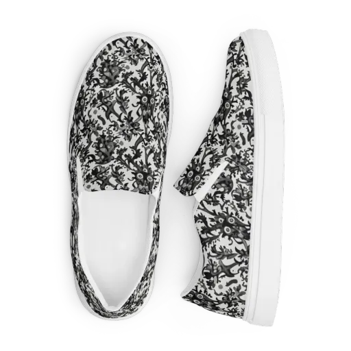 Inkwood Owls on a Men's Slip-On Canvas Shoes