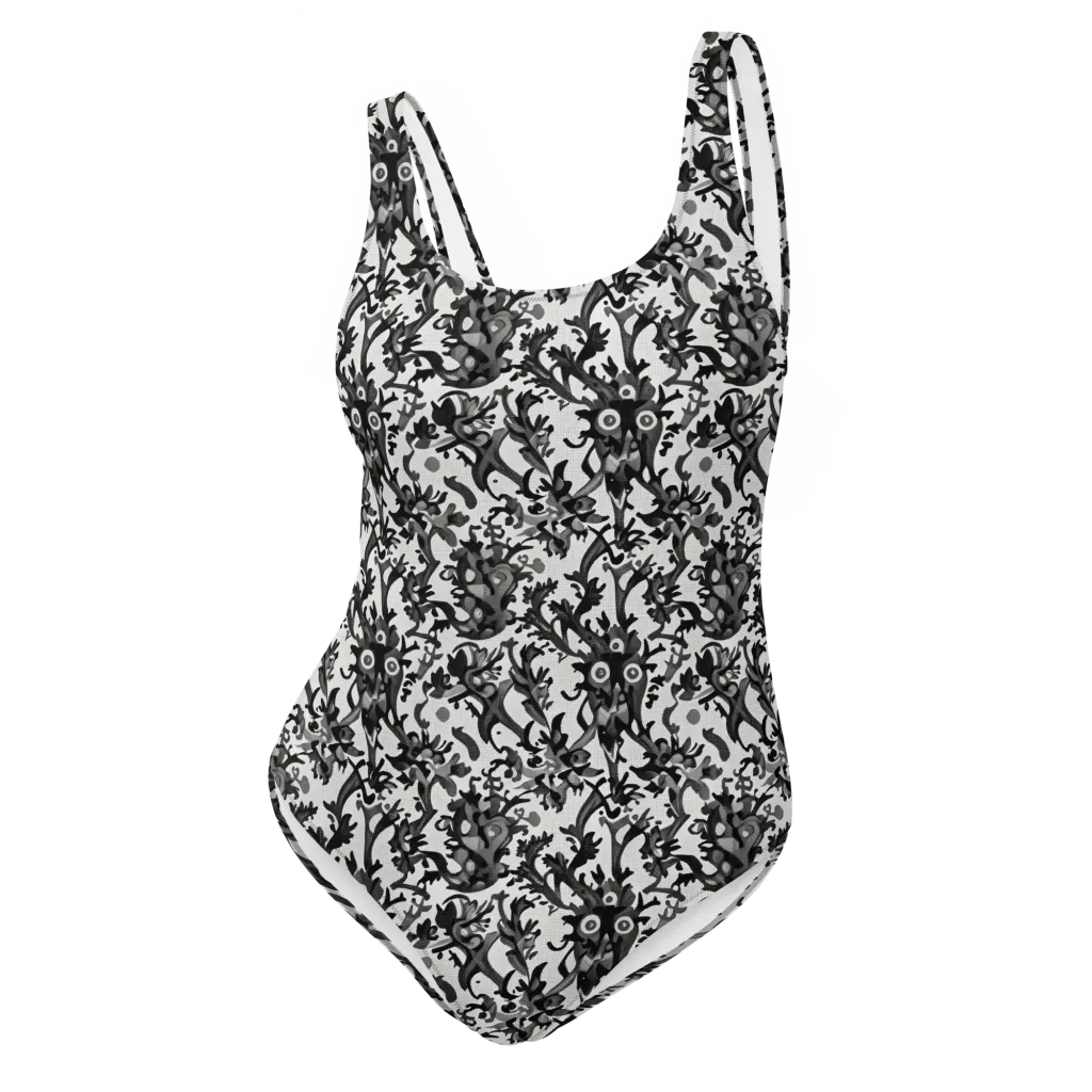 Inkwood Owls on One-Piece Swimsuit — Front