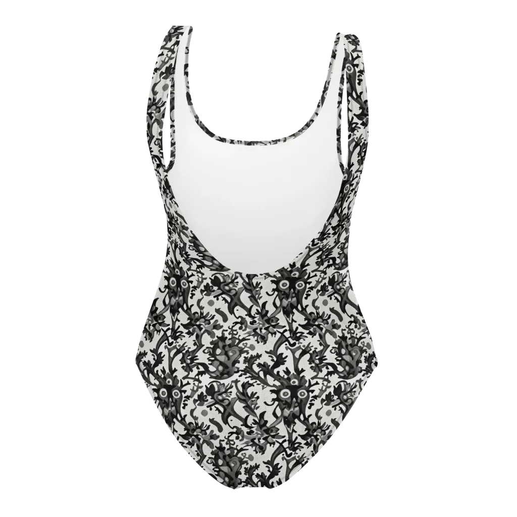 Inkwood Owls on One-Piece Swimsuit — Back