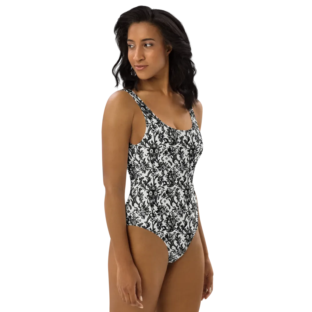 Inkwood Owls on One-Piece Swimsuit — Right