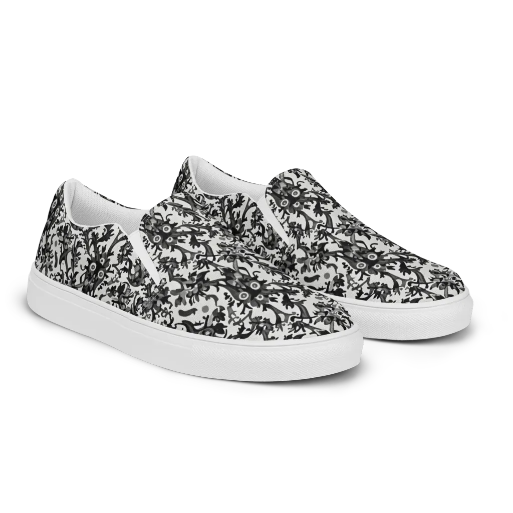Inkwood Owls on Women's Slip-On Canvas Shoes — Right Front