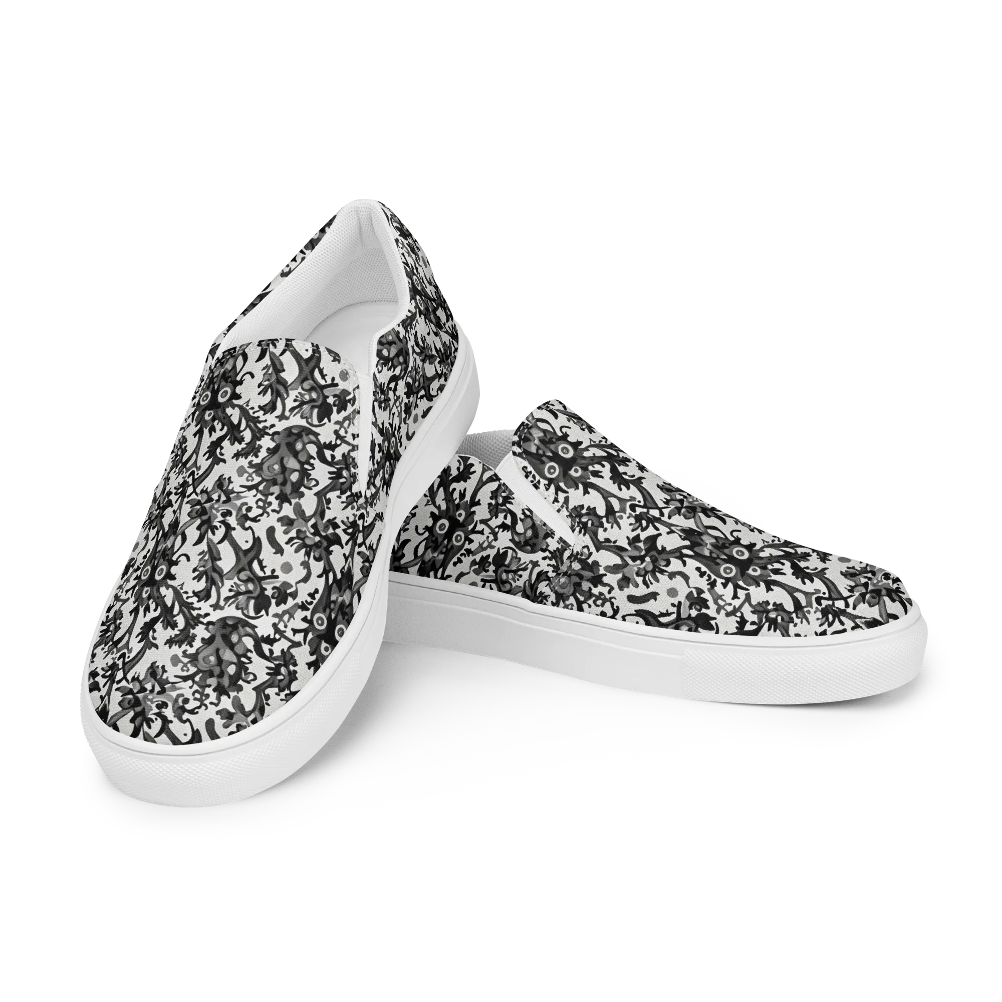 Inkwood Owls on Women's Slip-On Canvas Shoes — Left Front
