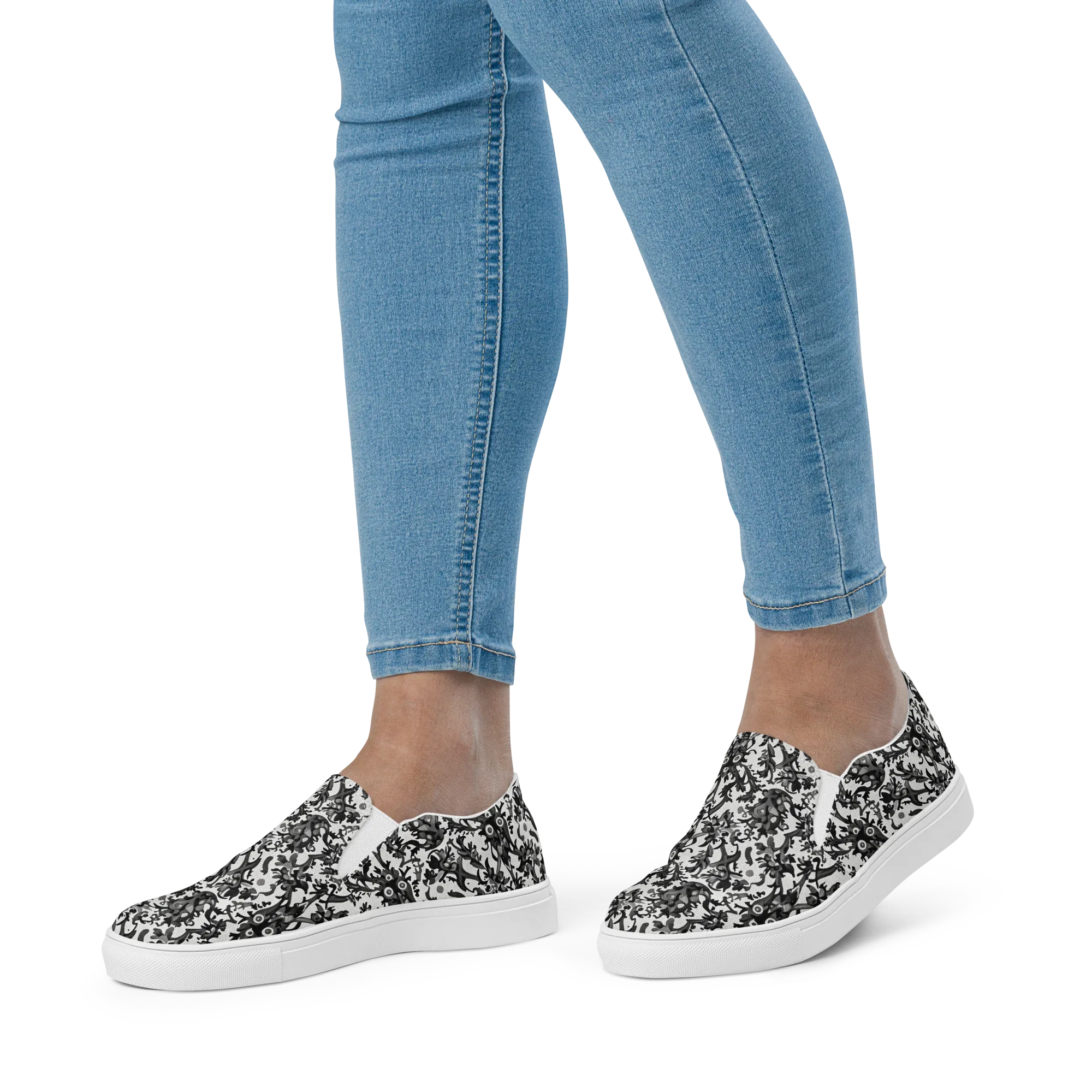 Inkwood Owls on Women's Slip-On Canvas Shoes — Front