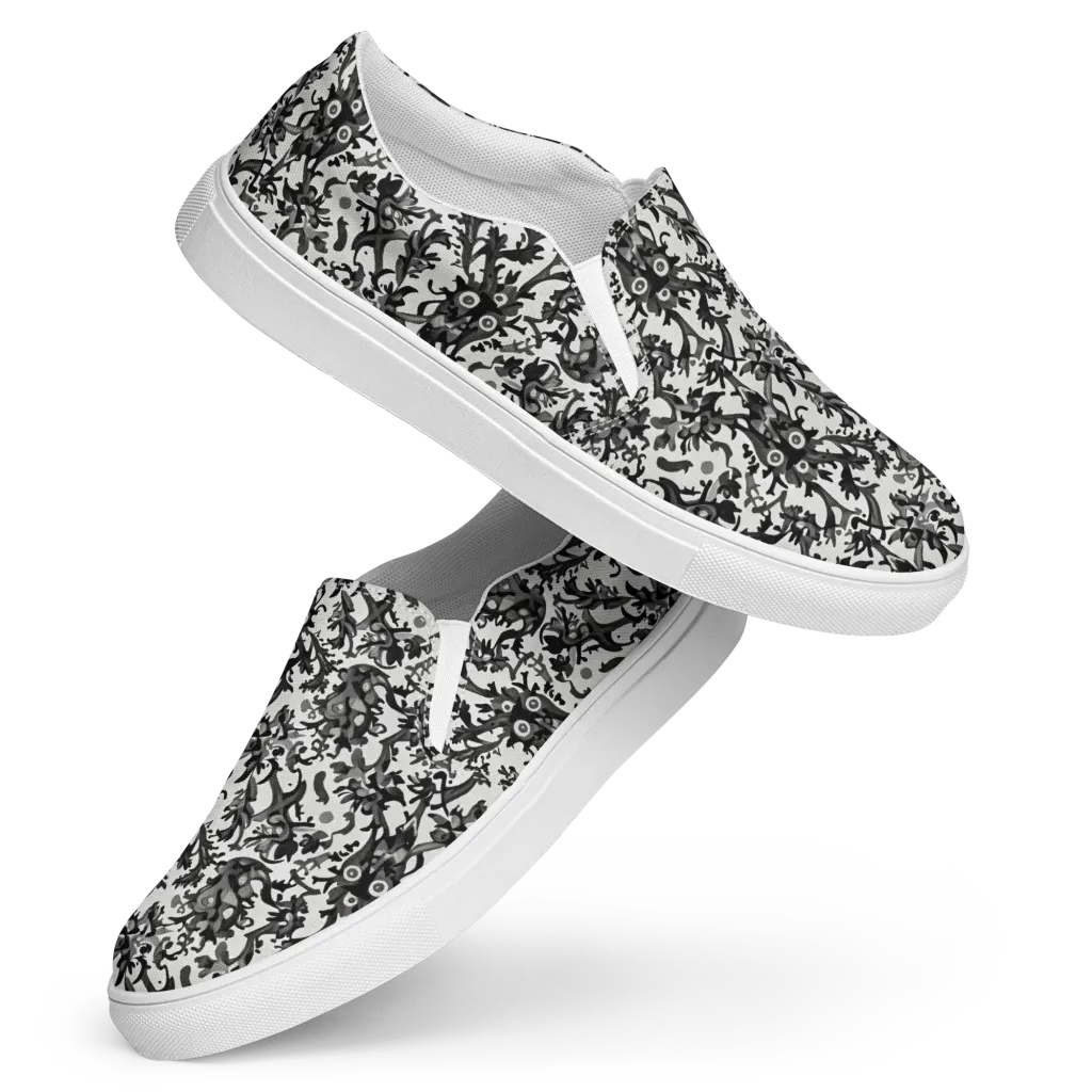 Inkwood Owls on Women's Slip-On Canvas Shoes — Front