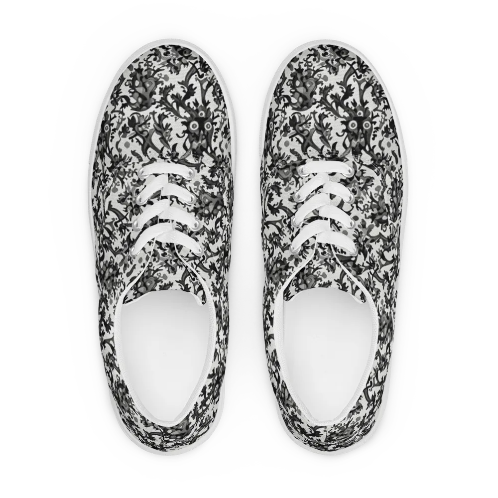 Inkwood Owls on Men's Lace-Up Canvas Shoes — Front