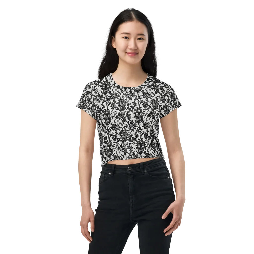 Inkwood Owls on Crop Tee — Front