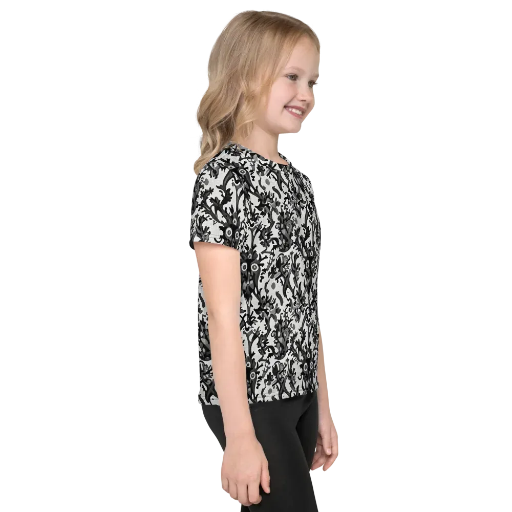 Inkwood Owls on Kids Crew Neck T-Shirt — Right