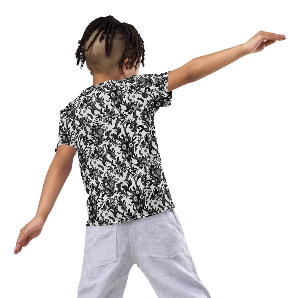 Inkwood Owls on Kids Crew Neck T-Shirt — Back