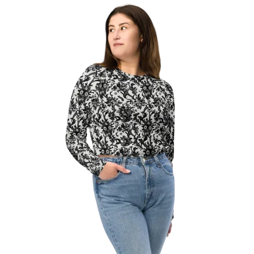 Inkwood Owls on a Long Sleeve Crop Top