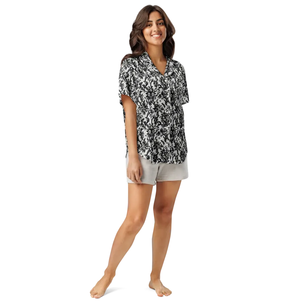 Inkwood Owls on Women's Short Sleeve Pajama Top — Front