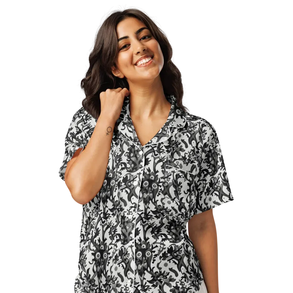 Inkwood Owls on Women's Short Sleeve Pajama Top — Front