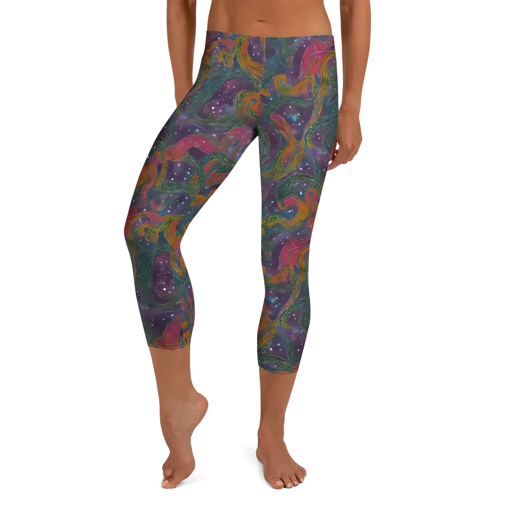 Violet Whirlpool on Capri Leggings — Front