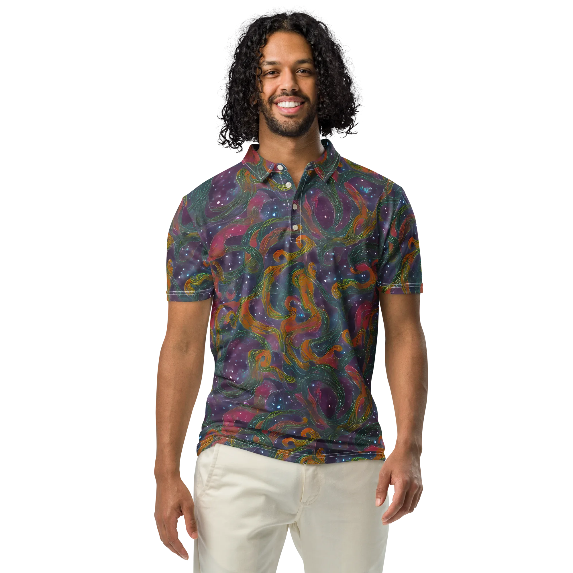 Violet Whirlpool on Men's Slim Fit Polo Shirt — Front