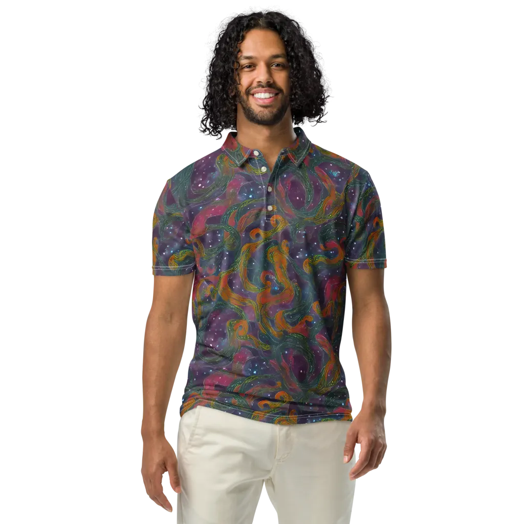 Violet Whirlpool on Men's Slim Fit Polo Shirt — Front
