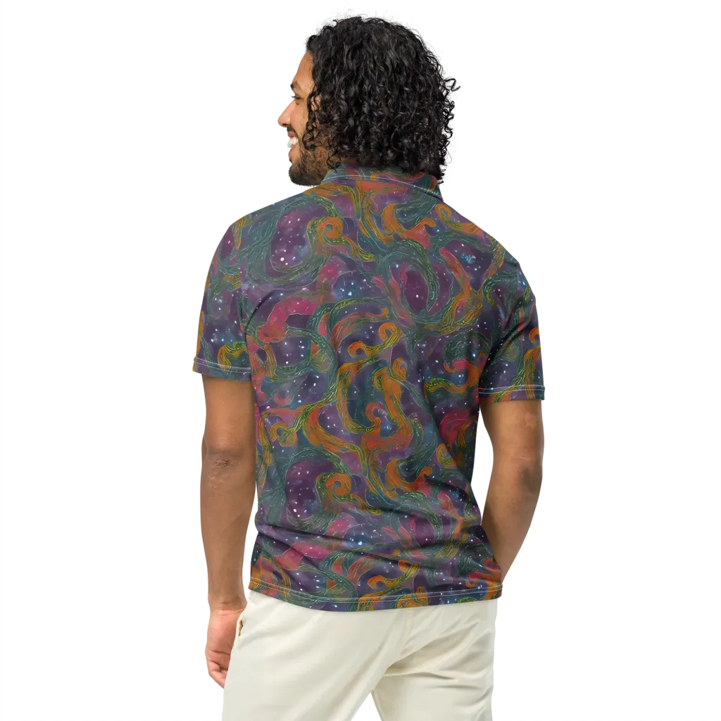 Violet Whirlpool on Men's Slim Fit Polo Shirt — Back