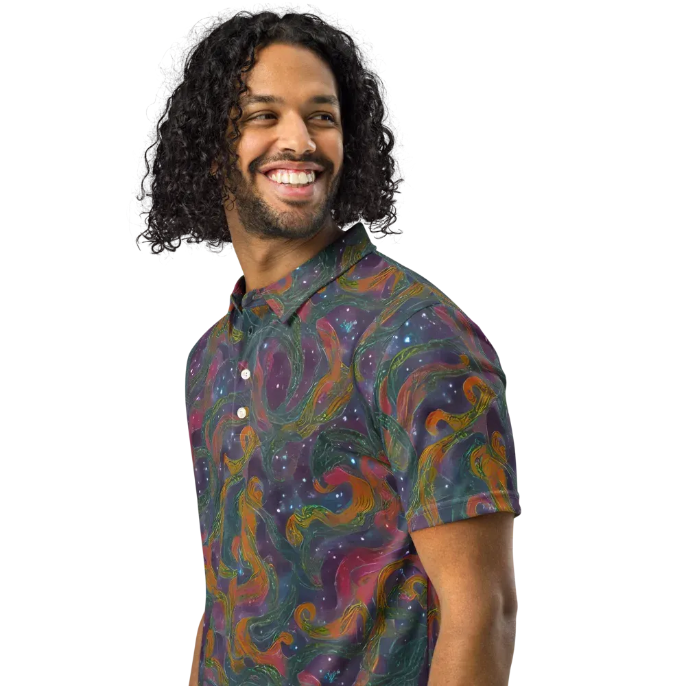 Violet Whirlpool on Men's Slim Fit Polo Shirt — Left Front