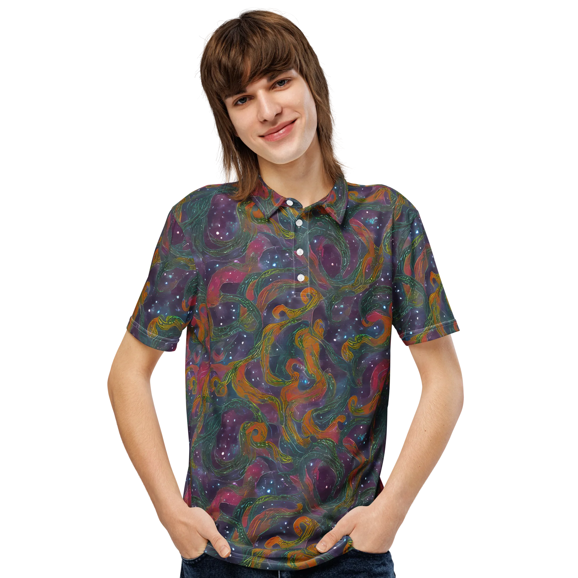 Violet Whirlpool on Men's Slim Fit Polo Shirt — Front