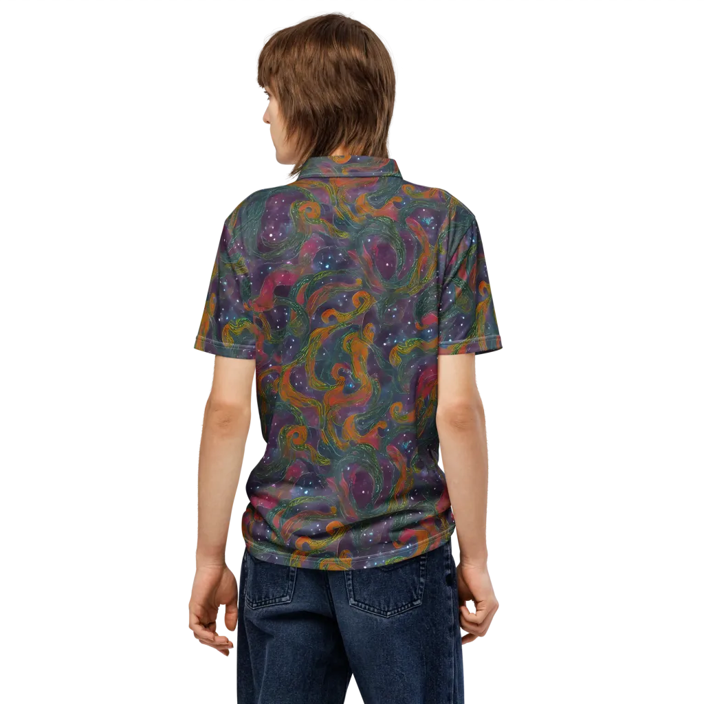 Violet Whirlpool on Men's Slim Fit Polo Shirt — Back