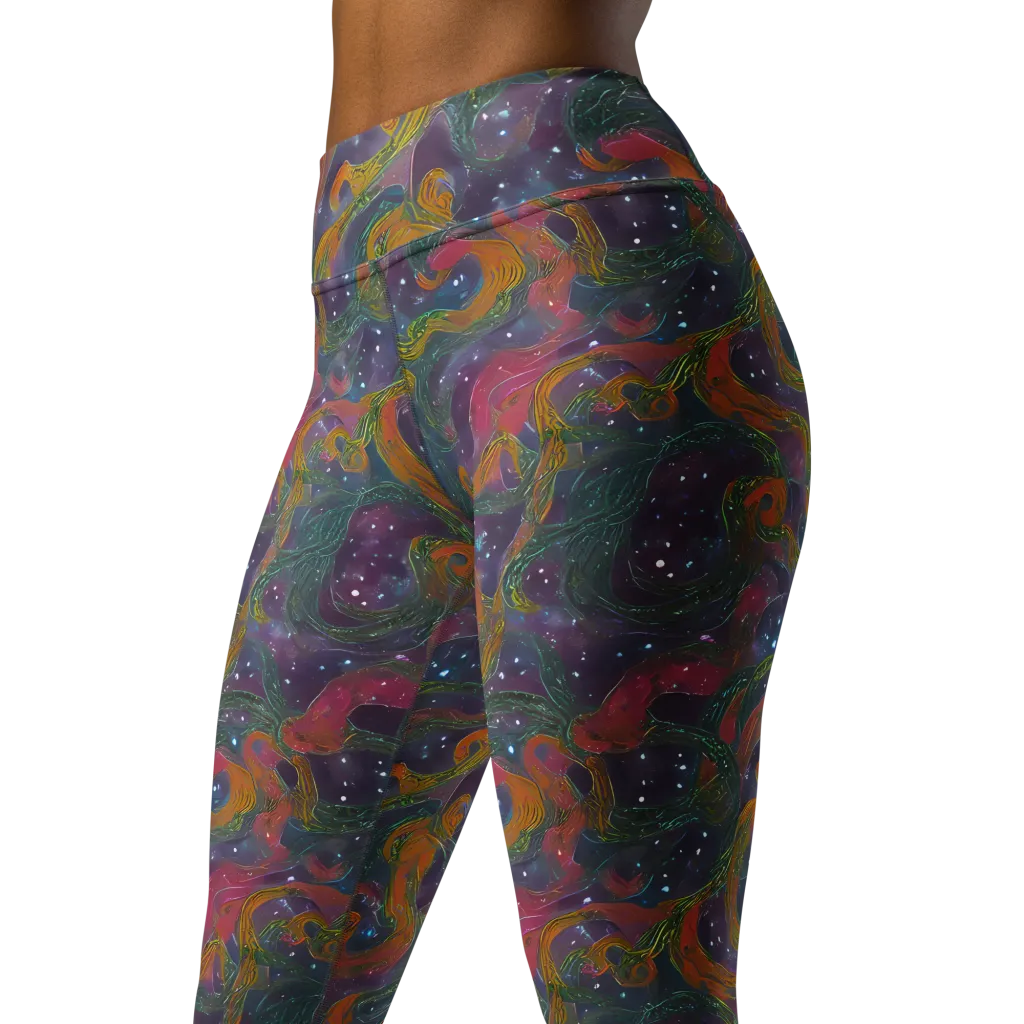 Violet Whirlpool on Yoga Leggings — Left Front