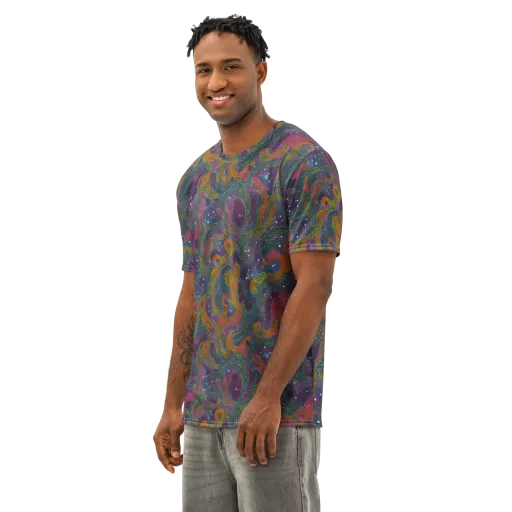 Violet Whirlpool on a Men's Cotton Crew Neck T-Shirt