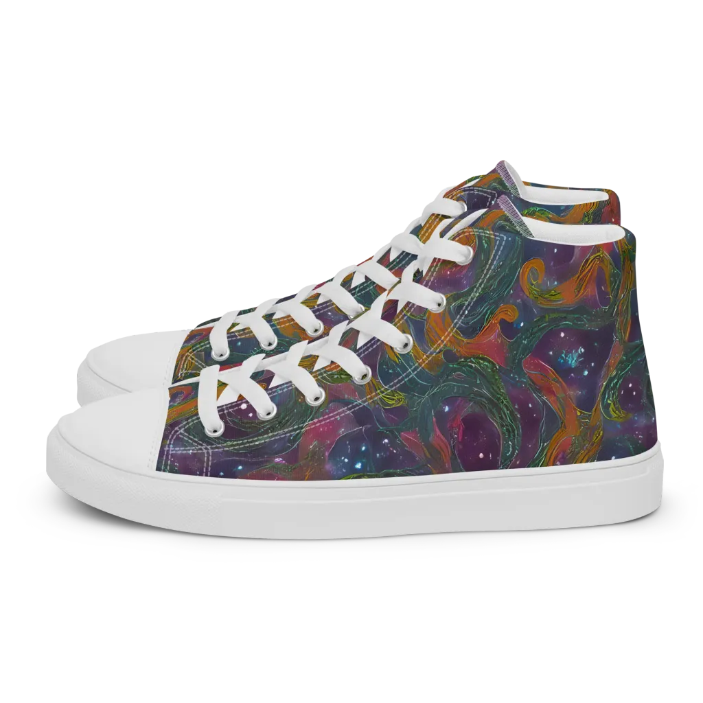 Violet Whirlpool on Men's High Top Canvas Shoes — Left