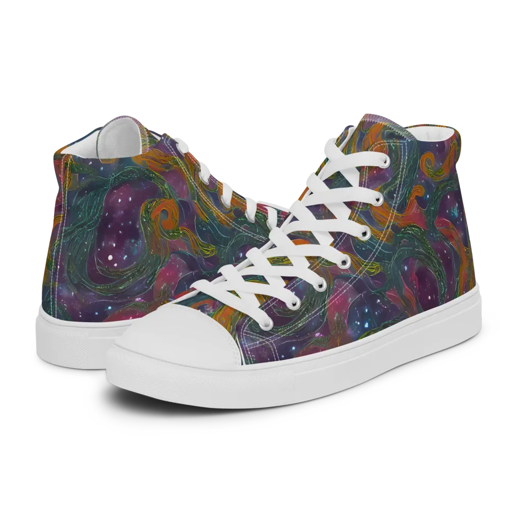 Violet Whirlpool on Men's High Top Canvas Shoes — Left