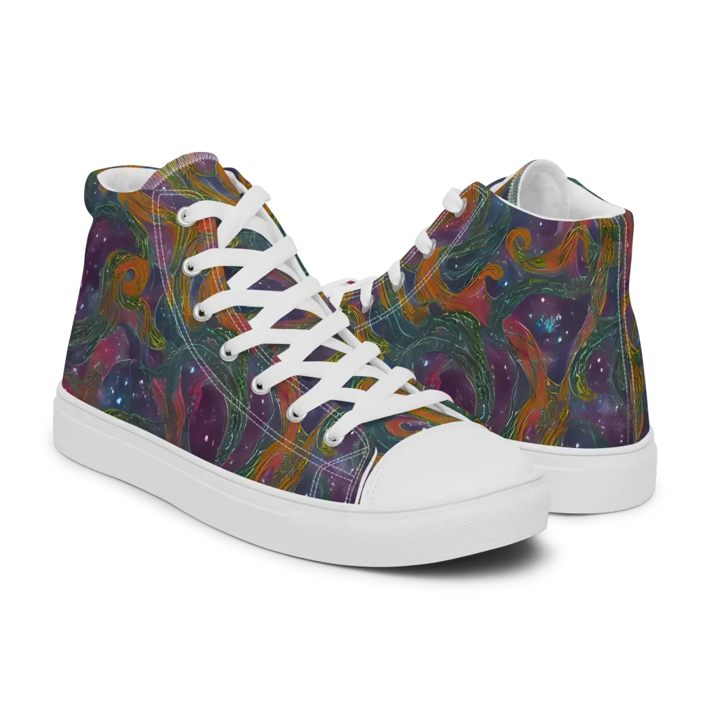 Violet Whirlpool on Men's High Top Canvas Shoes — Right