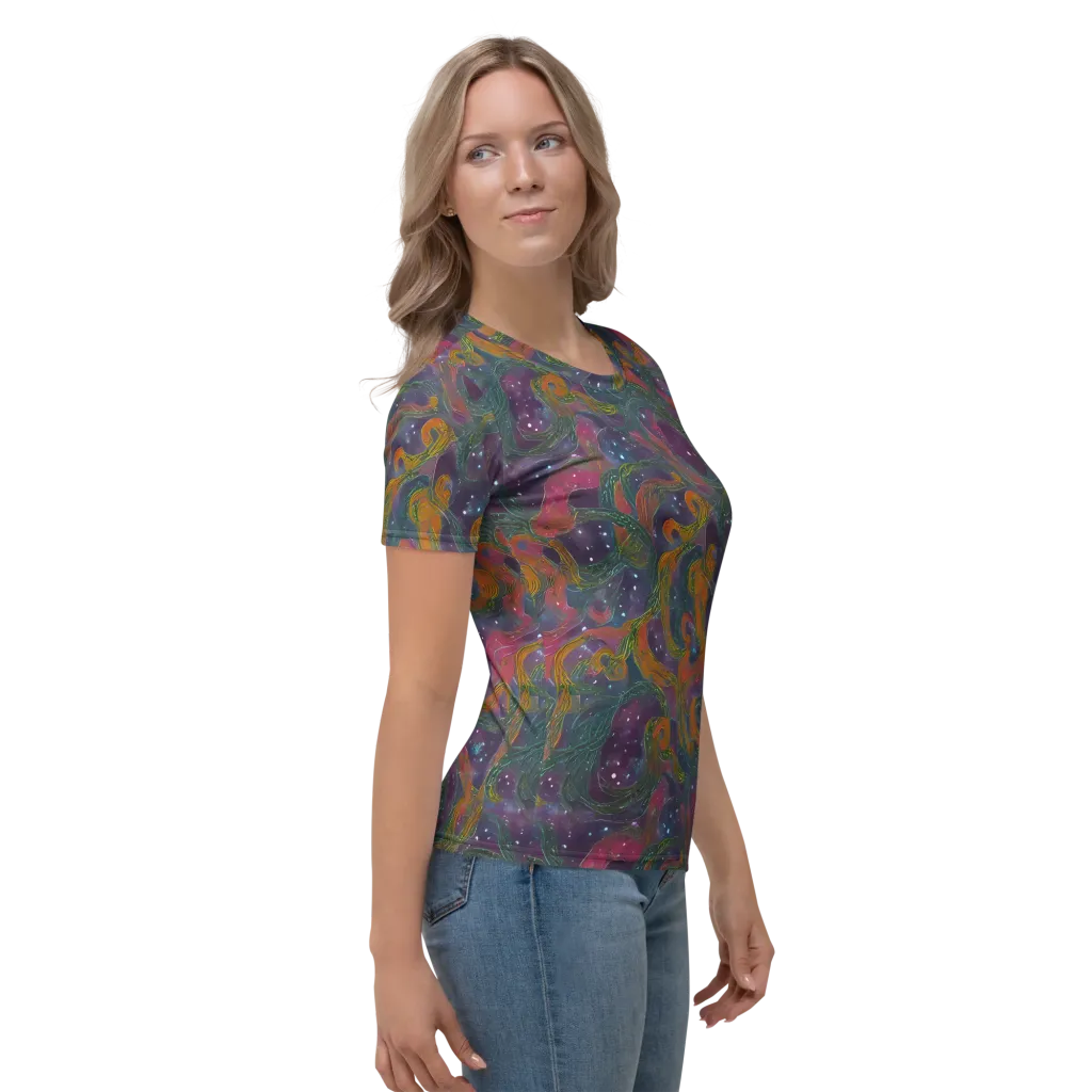 Violet Whirlpool on Women's Crew Neck T-Shirt — Right