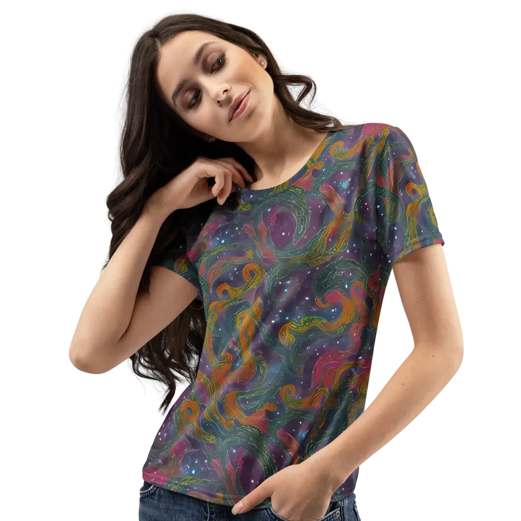 Violet Whirlpool on Women's Crew Neck T-Shirt — Left Front