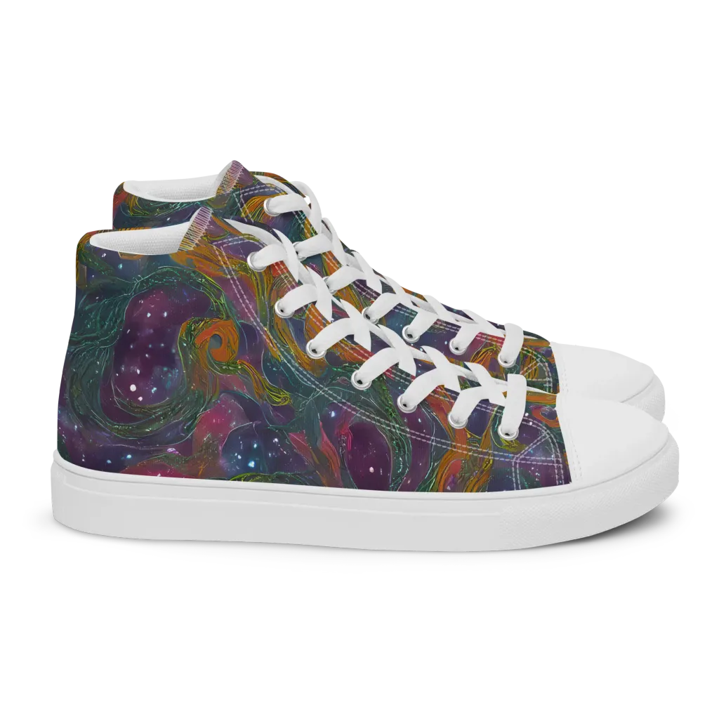 Violet Whirlpool on Women's High Top Canvas Shoes — Right