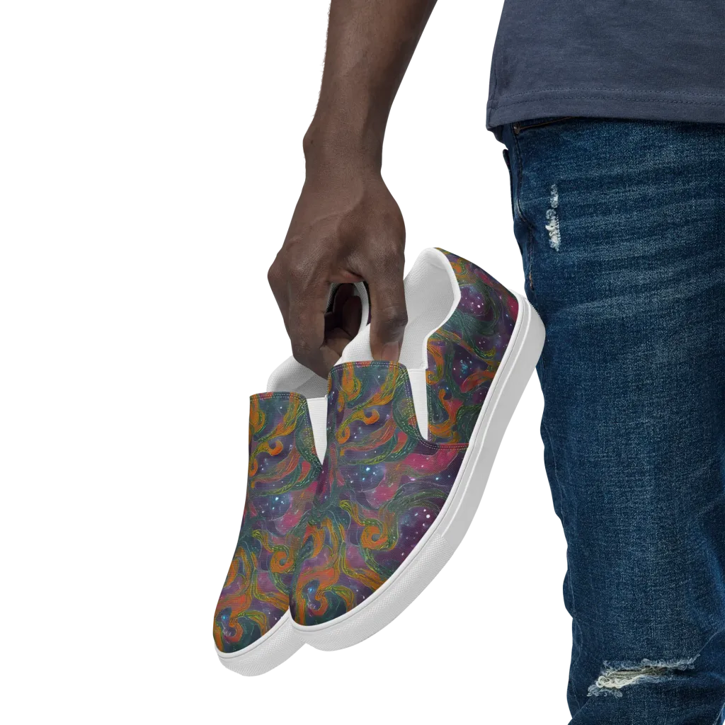 Violet Whirlpool on Men's Slip-On Canvas Shoes — Left Front