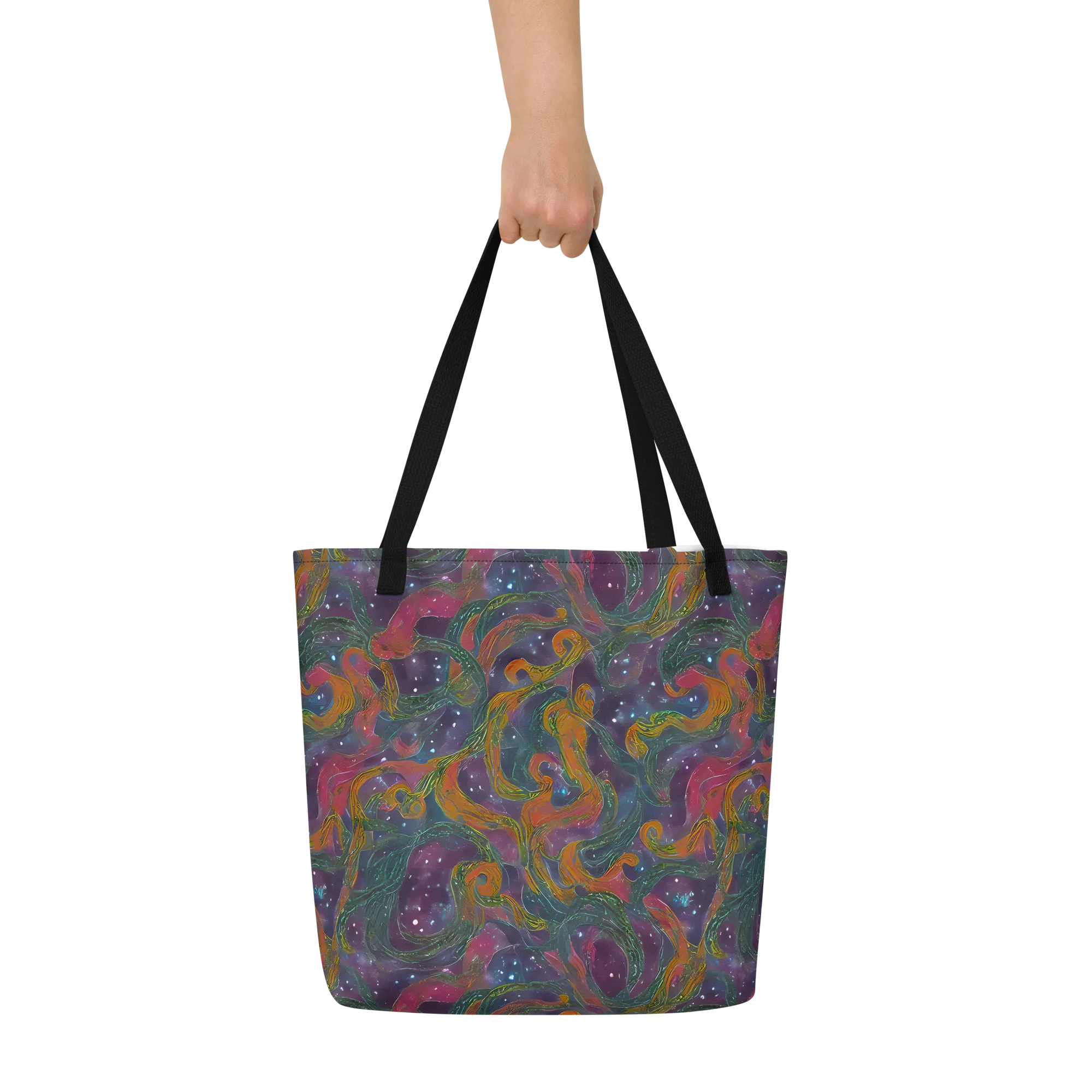 Violet Whirlpool on Large Tote Bag W/ Pocket — Front