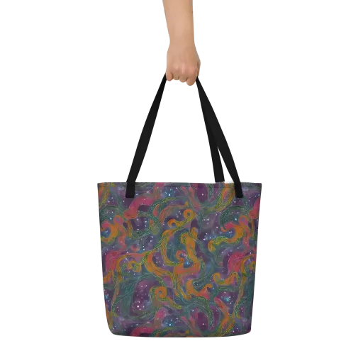 Violet Whirlpool on a Large Tote Bag W/ Pocket