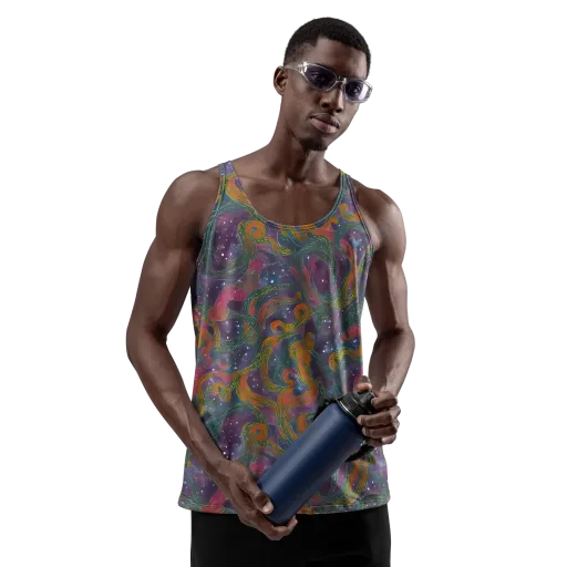 Violet Whirlpool on a Men's Tank Top