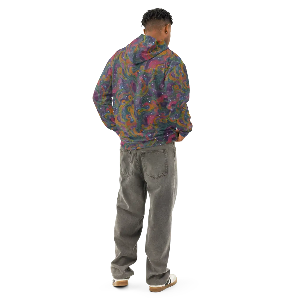 Violet Whirlpool on Cotton Hoodie — Back