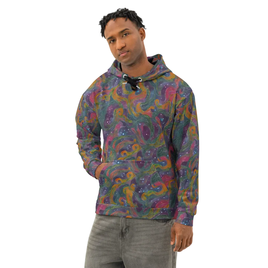 Violet Whirlpool on Cotton Hoodie — Left Front