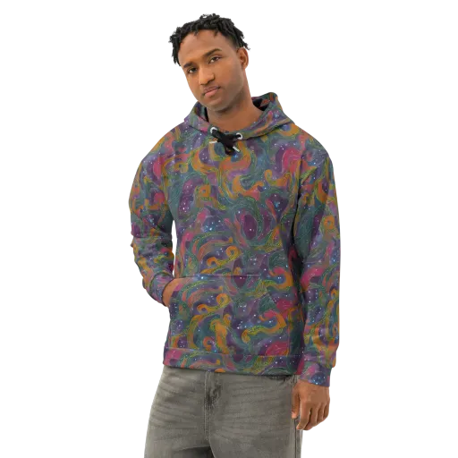 Violet Whirlpool on a Cotton Hoodie