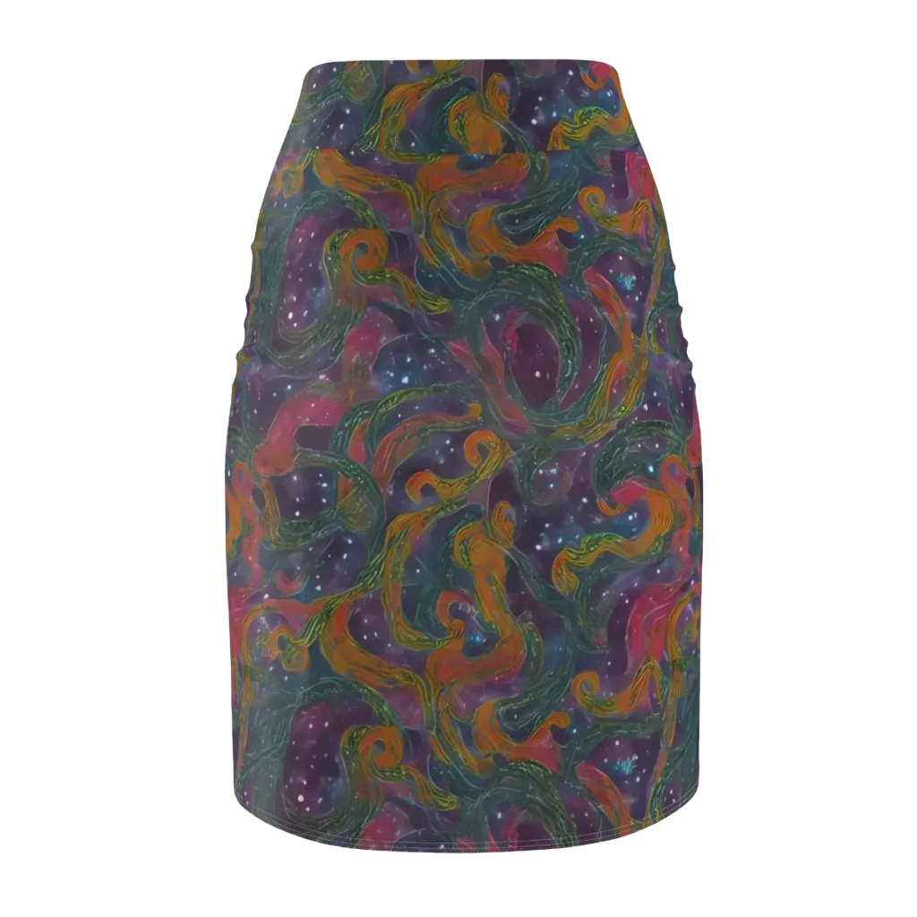 Violet Whirlpool on Pencil Skirt — Back