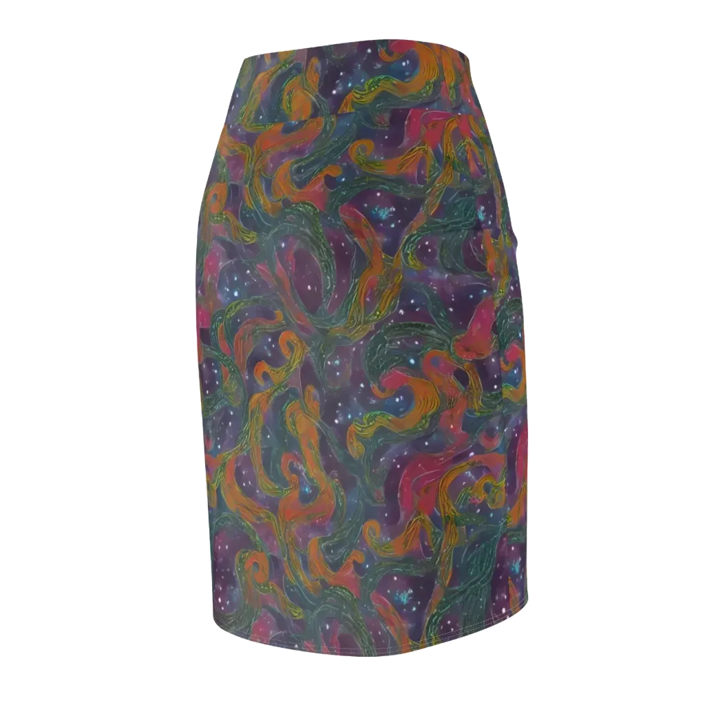 Violet Whirlpool on Pencil Skirt — Back Side